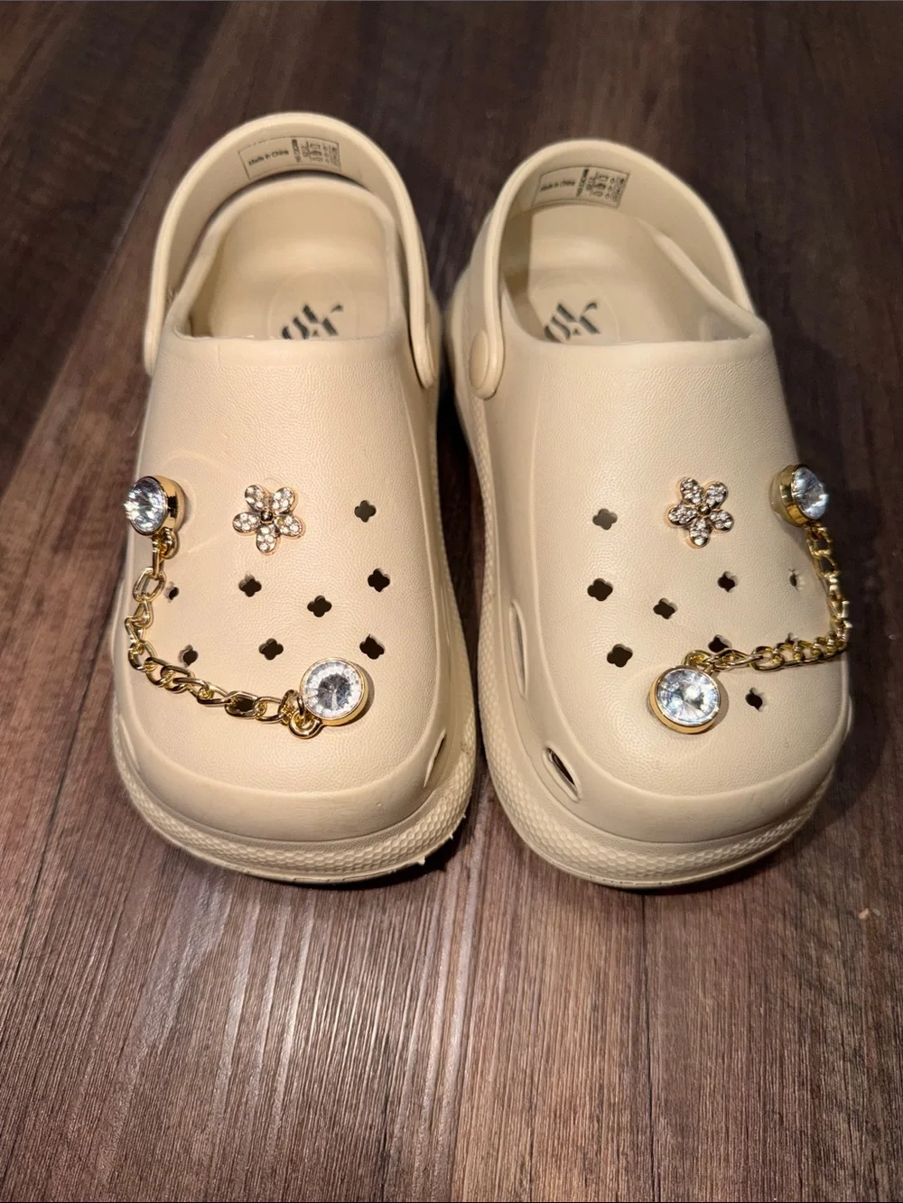 Little girls gold bling croc style shoes size 12